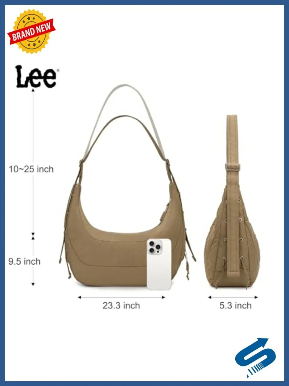 Nylon Crossbody Hobo Bag, Large Capacity Lightweight Travel Shoulder Bag